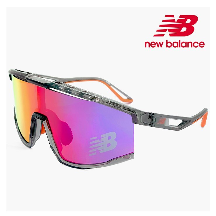 新品 ニューバランス スポーツサングラス NB08100 c03 New Balance NB-08100X uvカット 1枚レンズ シールド型 フレーム ミラーレンズ
