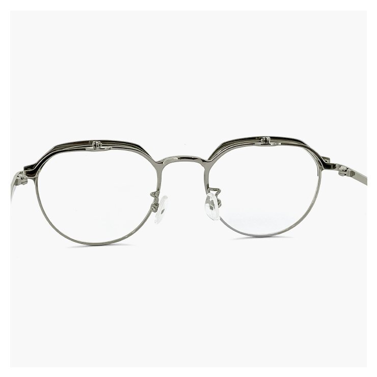 新品 メンズ 跳ね上げ式メガネ 日本製 ybl102-1 チタン フレーム クラウンパント 型 メタル 眼鏡 跳ね上げメガネ 軽量 メガネ yblabo23_画像4