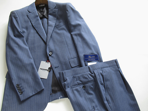  new goods * spring summer * Renoma Paris srenoma PARIS* high class Super100\'s stripe pattern wool suit AB4 blue 