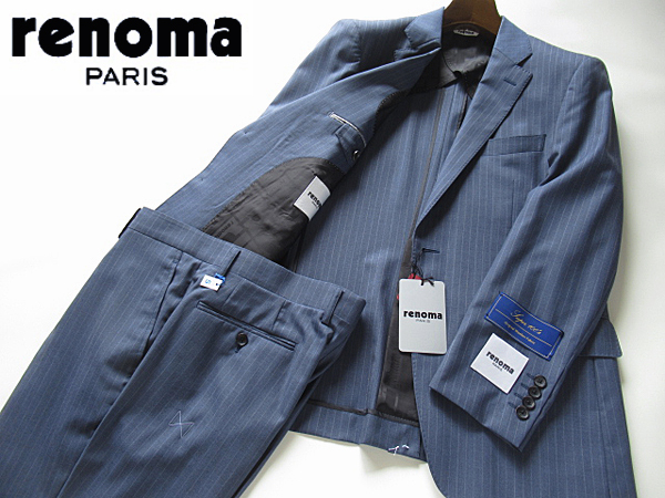  new goods * spring summer * Renoma Paris srenoma PARIS* high class Super100\'s stripe pattern wool suit AB4 blue 
