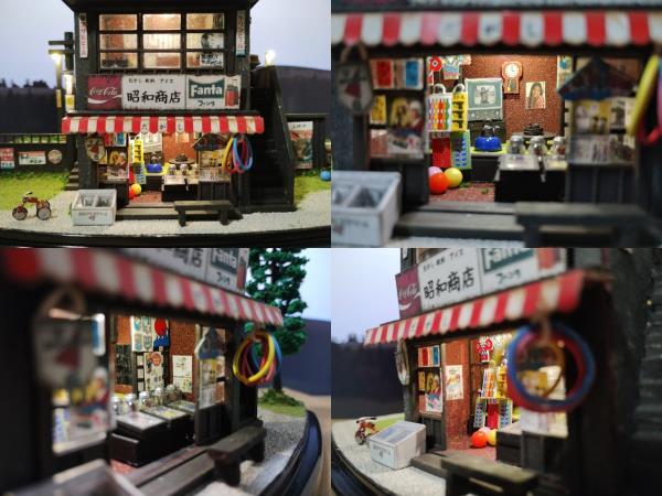  Showa era. cheap sweets dagashi shop . large . meal .( two floor )< signboard. shop name changes!>+ Subaru 360+ Midget + figure * geo llama final product * light up * case attaching 