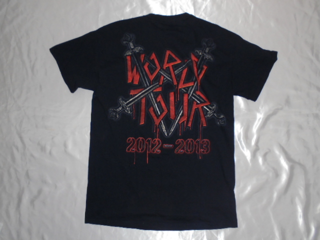  стоимость доставки 185 иен *R7# потертость year SLAYER футболка M размер WORLD TOUR 2012-2013