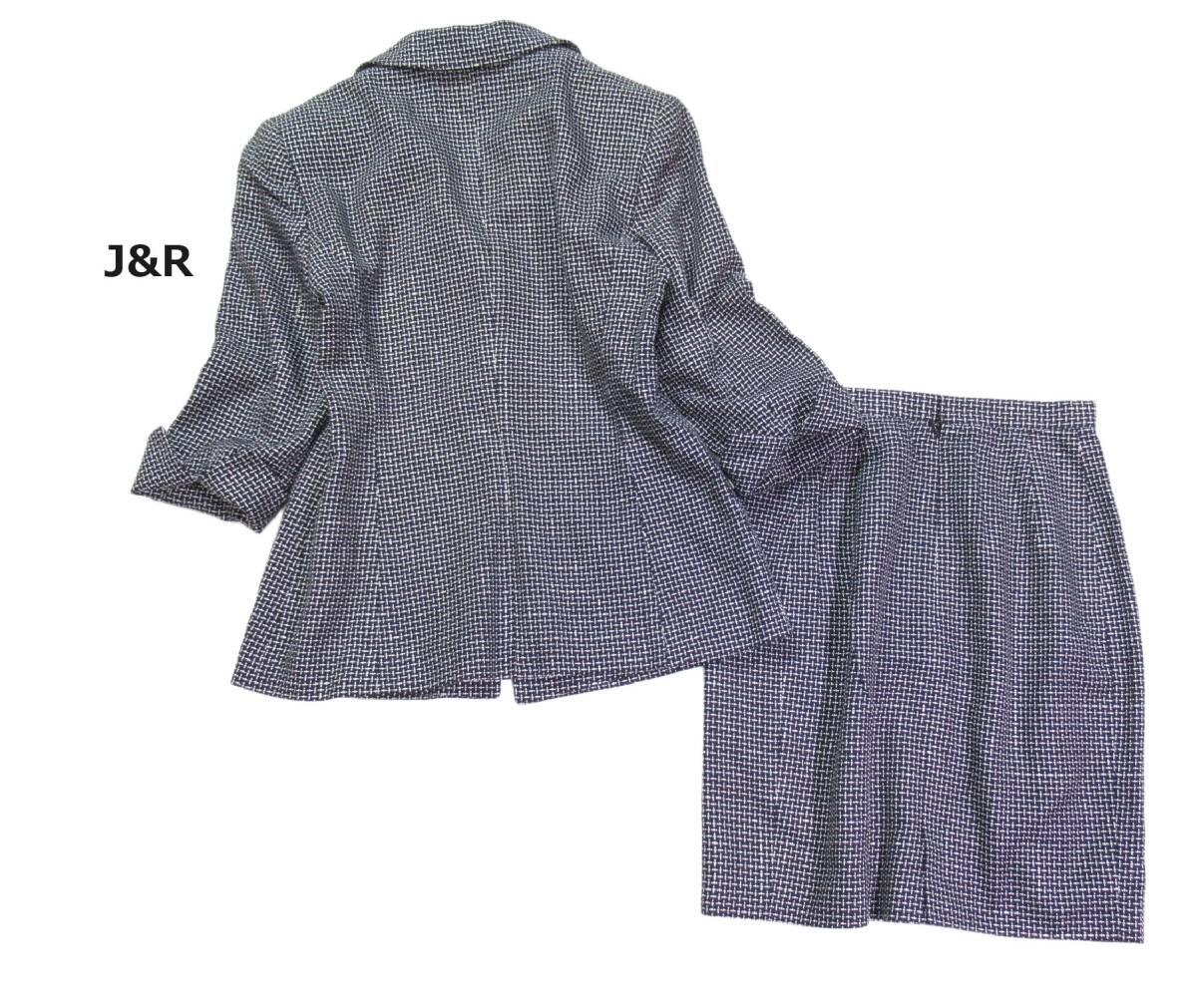 ジェイアンドアール J&R 大人素敵スタイル☆ ツイード デザイン ジャケット スカート スーツ セットアップ M S_画像3