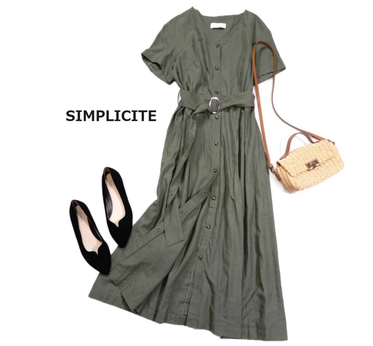  Iena handling .simplisite.Simplicite adult pretty * lavatory possibility linen Blend flax . waist Mark belt long One-piece F