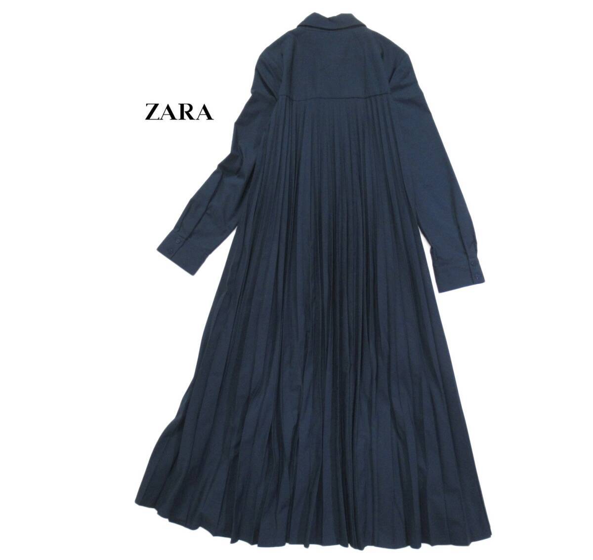 ザラ ZARA 大人素敵スタイル☆ バックプリーツ 切り替え デザイン ロングマキシ シャツワンピース 羽織にも S_画像2