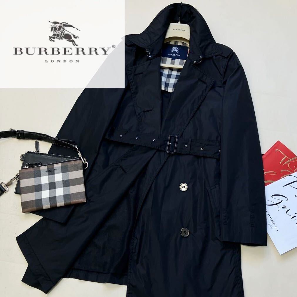 A12【高級のイタリア製】参考価格14万●超美品BURBERRY LONDON●高級トレンチコート バーバリーレディース 40 L ジャンパー　ブルゾン_画像1