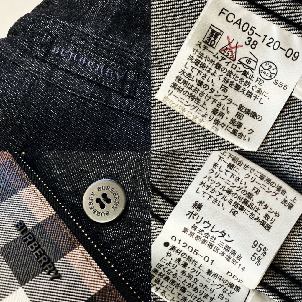 A15 サマージャケット◎極美品BURBERRY LONDON●ライダーズ●Gジャン●デニムジャケットコート バーバリー　レディース 38 M 正規品_画像10