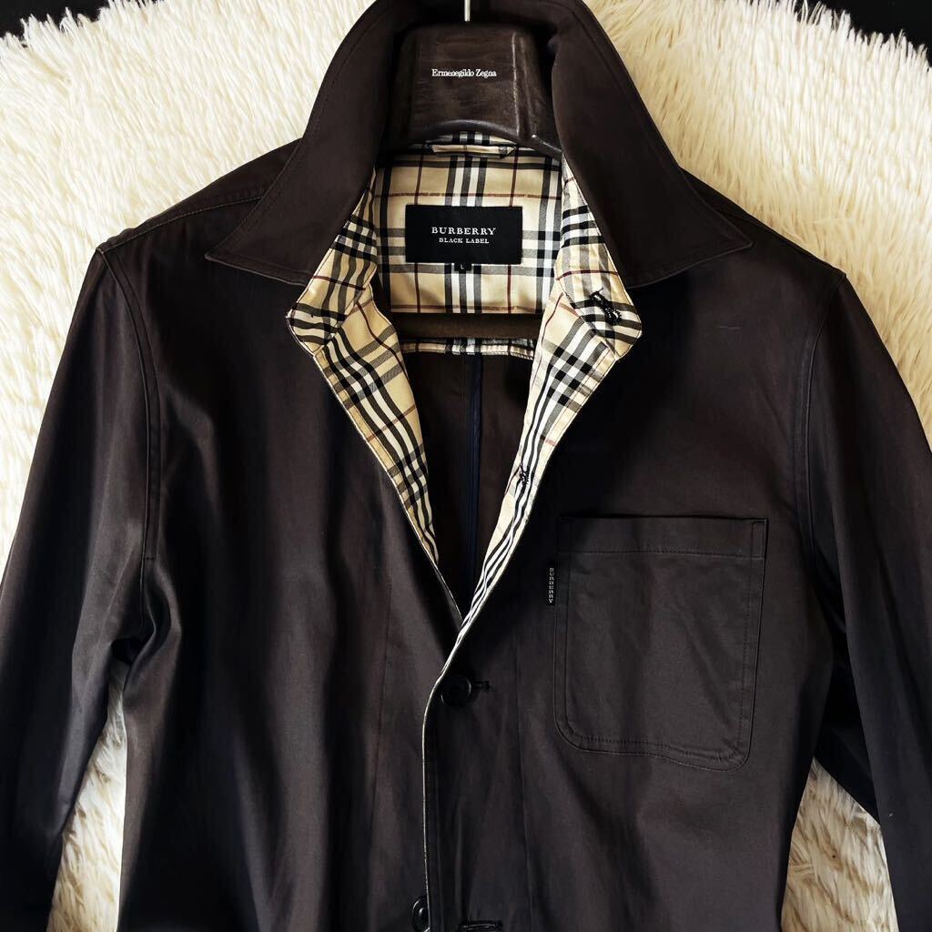 A33 定価10万●美品BURBERRY BLACK LABEL●都会派モードの着こなし●ブルゾン　ジャケット　バーバリーコートメンズ 三陽商会 L 通勤　_画像3