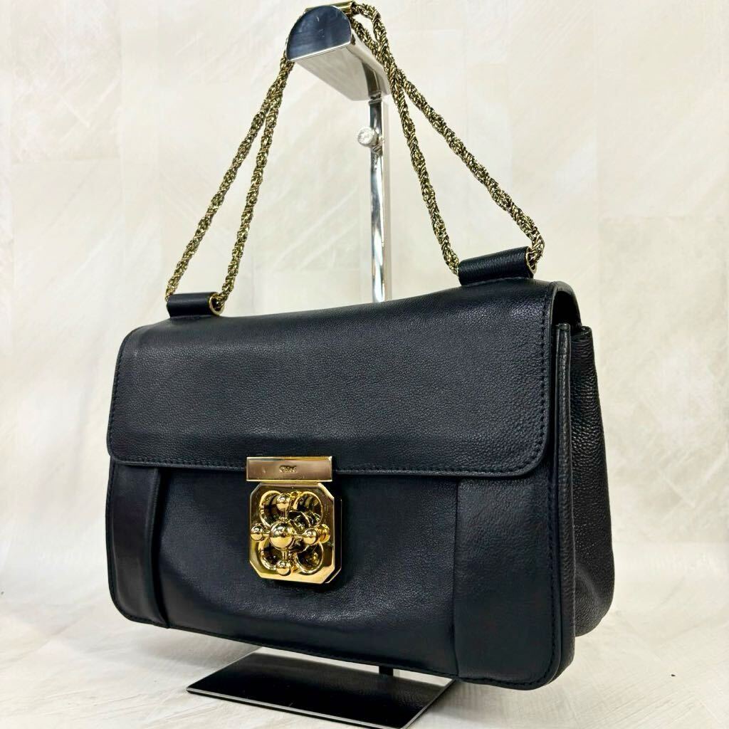 240426- Chloe Chloe L si- цепь плечо .. сумка на плечо 2WAY ручная сумочка Gold металлические принадлежности кожа черный чёрный женский сумка 