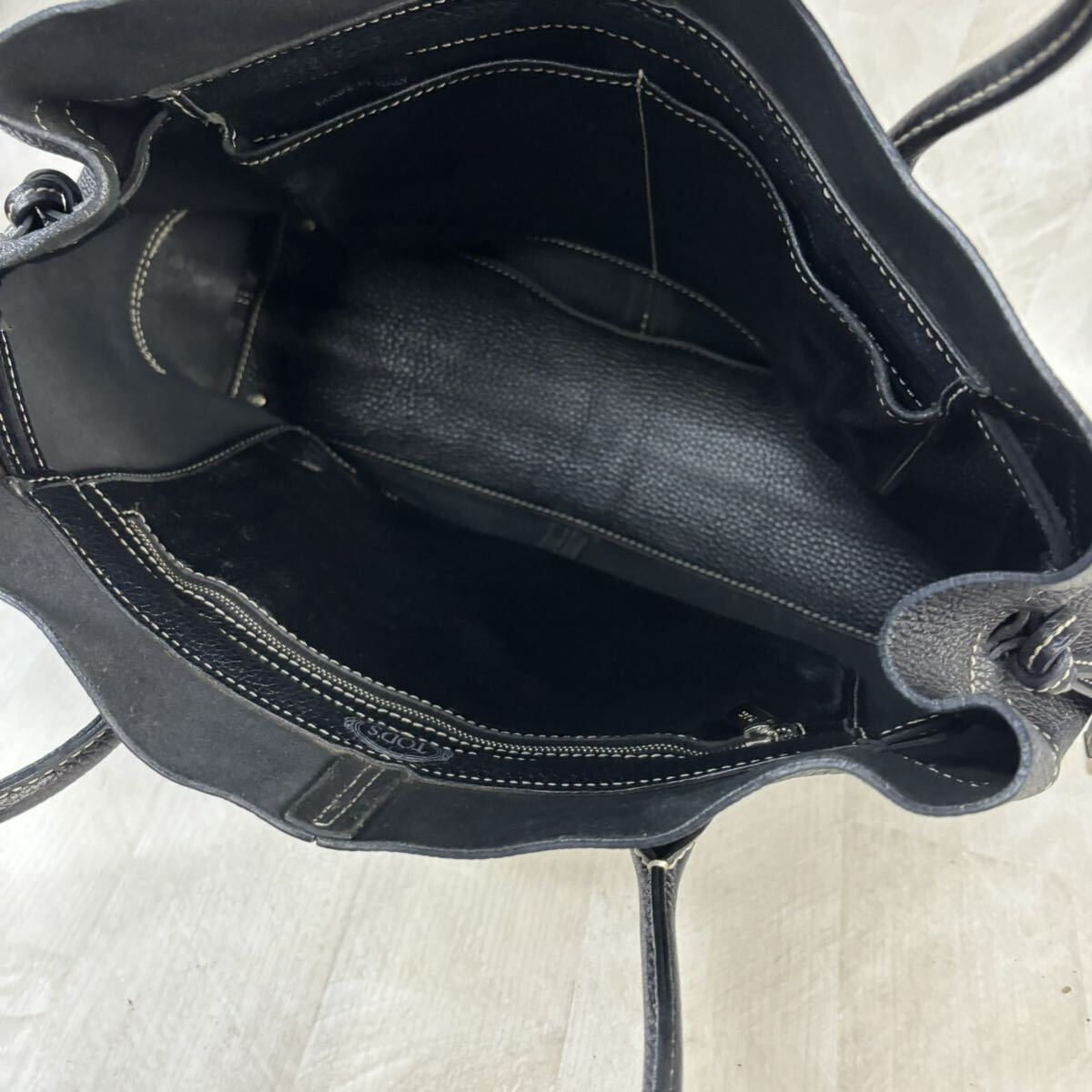 240329-TOD'S トッズ レザー トートバッグ ブラック 黒 肩掛けバッグ 本革 鞄の画像3