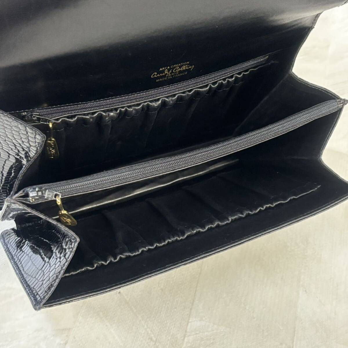 Colliy Paris ART&CREATION крокодил кожаная сумка ручная сумочка one руль Gold металлические принадлежности черный чёрный сумка 