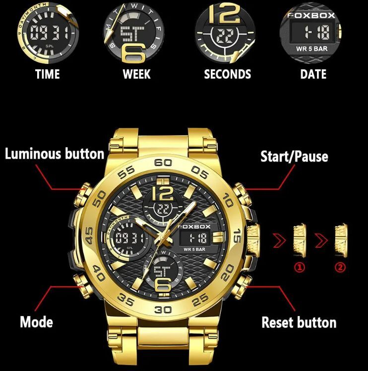 ■未使用-新品■デザインデジタルFoxbox腕時計！ブラック スポーツ カシオ 機械式 正規品 防水 CASIO 海外モデル クロノグラフ G-SHOCK_画像4