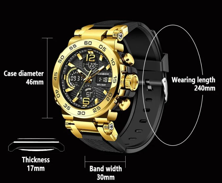 ■未使用-新品■デザインデジタルFoxbox腕時計！ブラック スポーツ カシオ CASIO 機械式 防水 正規品 海外モデル G-SHOCK クロノグラフ_画像3