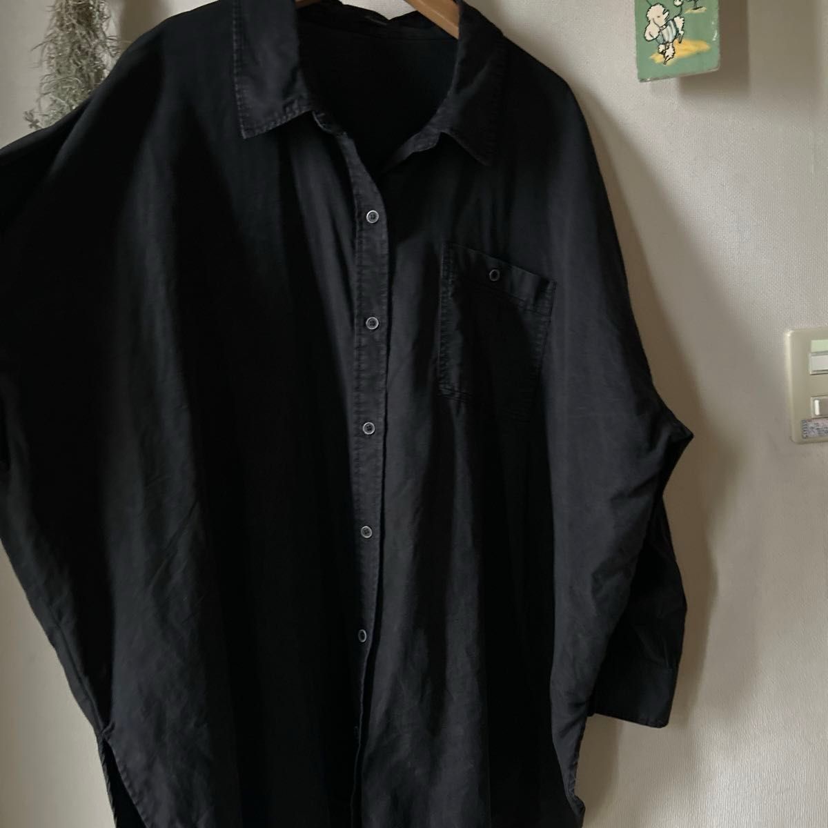 JEANASIS ビッグシルエット　メンズライクなゆったりたっぷりbigシャツ　再生繊維セルロース100% ブラック　フリーサイズ
