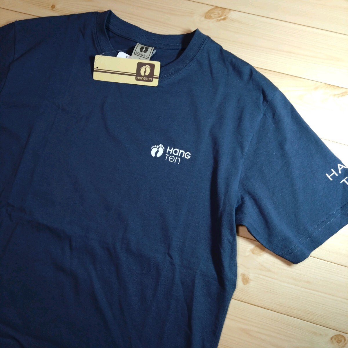 新品　LL (XL) ハンテン　HANG TEN　バックプリント　Tシャツ　アッシュ　ブルー　系　オールド　サーファー_画像3