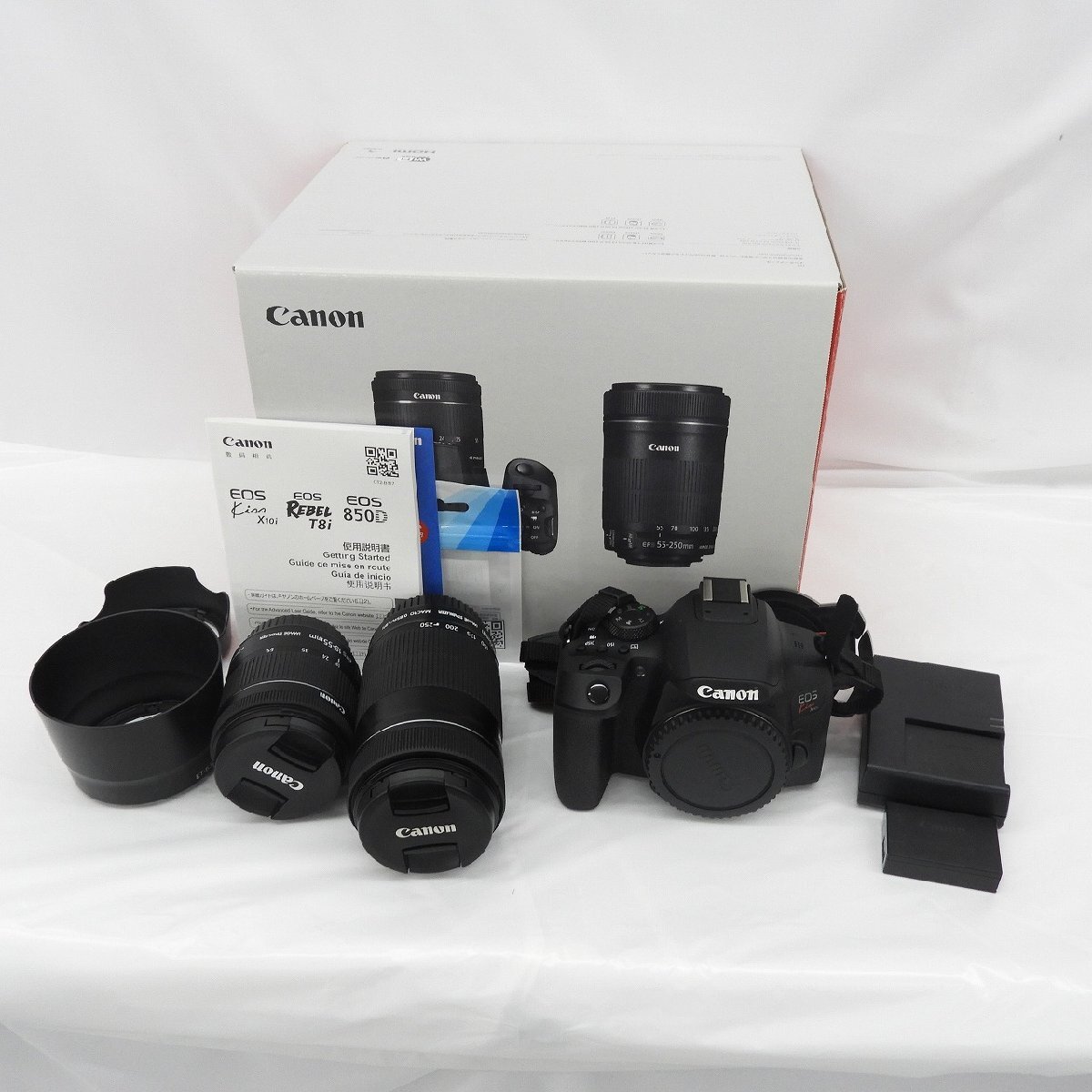 【中古品】Canon キャノン デジタル一眼レフカメラ EOS Kiss X10i ダブルズームキット(18-55/55-250) ブラック 913156855 0505の画像1