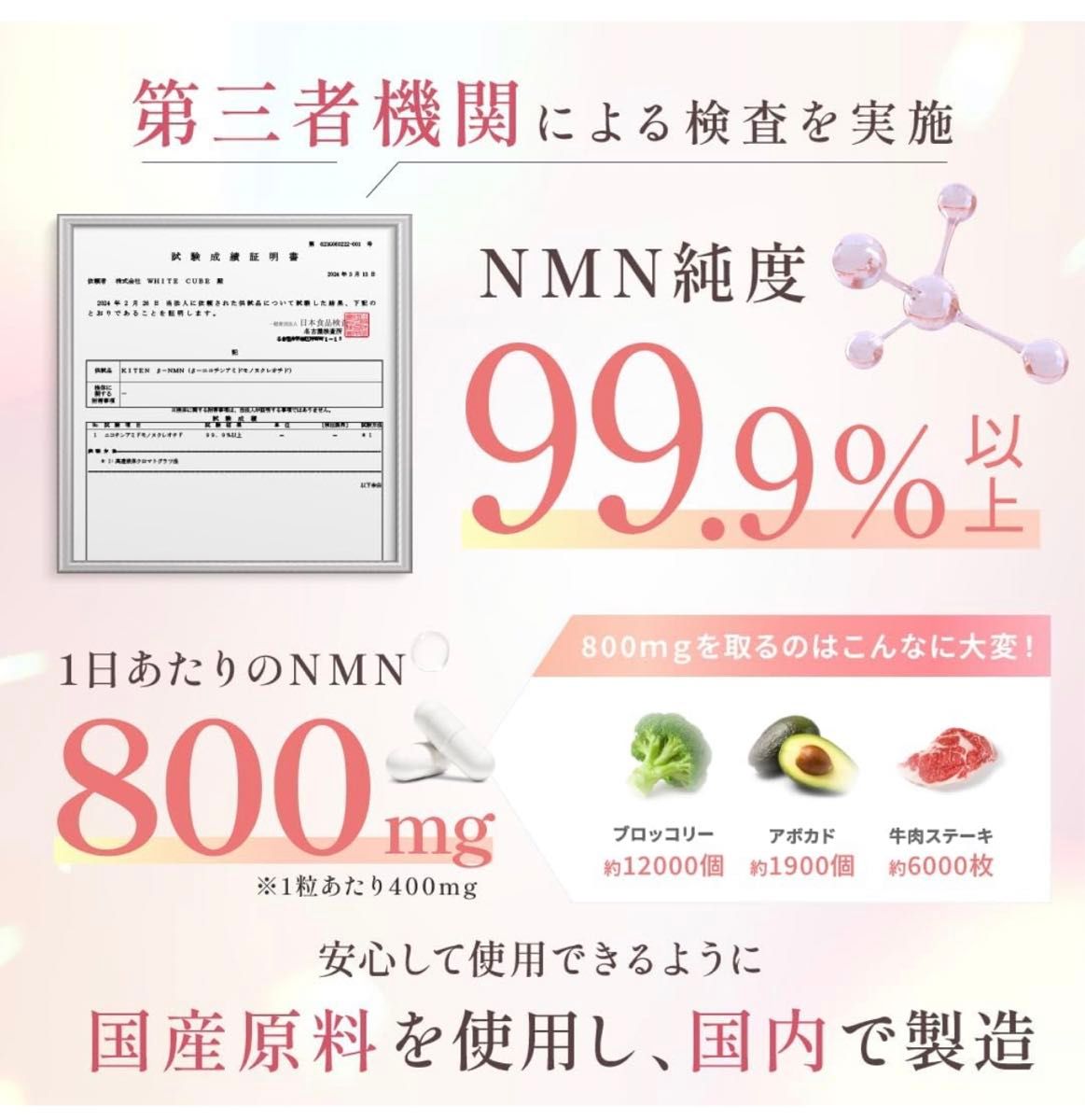 キテン NMN サプリメント 24000mg ナイアシン 高純度 99.9% 60 カプセル 二酸化チタン不使用 リジン 日本製