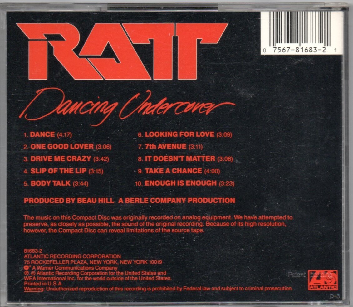 ★RATT/ラット★DANCING UNDERCOVER★日本プレス 海外仕様_画像2