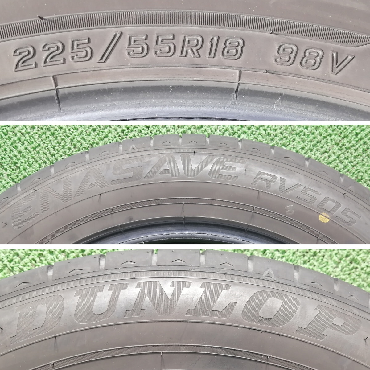 225/55R18 98V Dunlop ENASAVE RV505 中古 サマータイヤ 2本セット 2022年製 送料無料 225/55/18 ダンロップ U3638.B_画像4