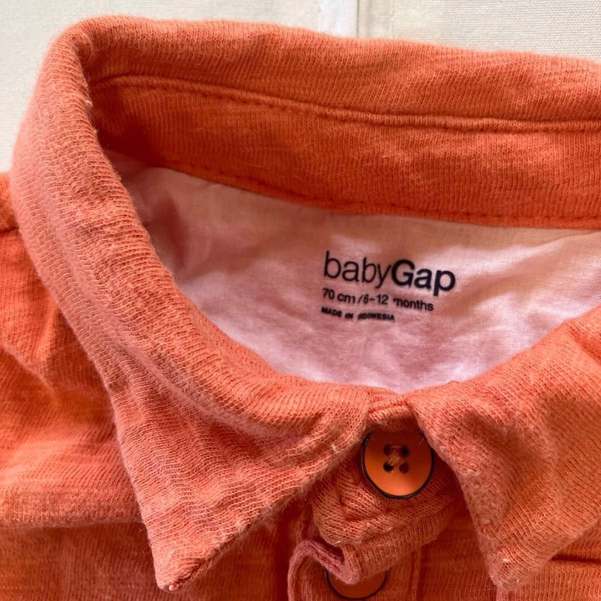 babyGAP 70サイズ　2点セット　春夏　デニム生地　オレンジ　半袖ポロシャツ　綿100% 6-12month