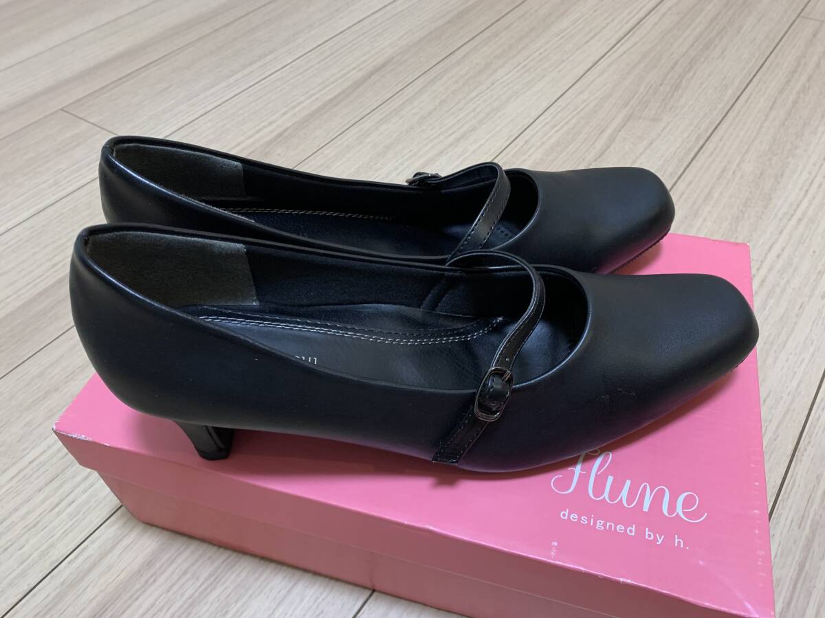  большой размер menue femme ремешок туфли-лодочки 26.0cm low каблук черный померить степень распроданный 