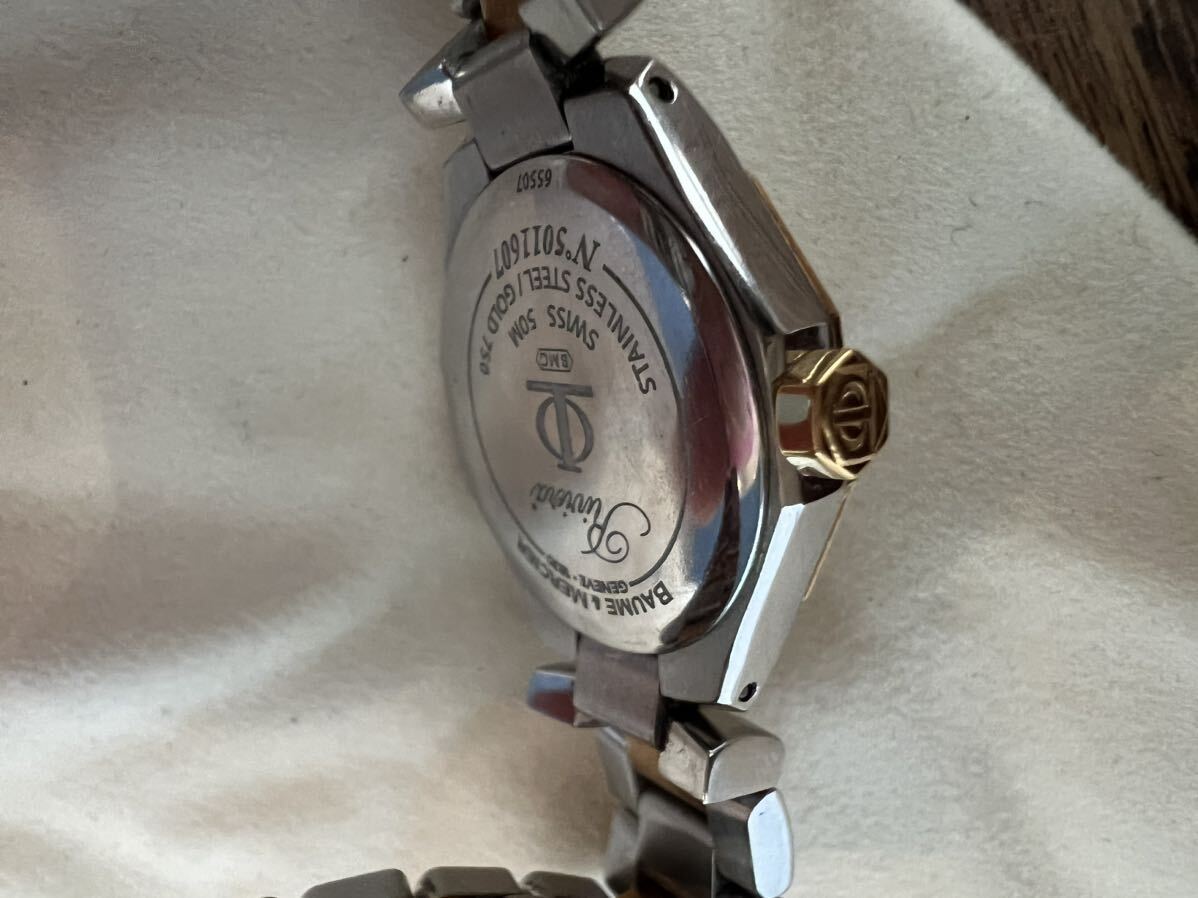 BAUME&MERCIER ボーム＆メルシエ RIVIERA リビエラ 11Pダイヤ YG×SS コンビ ホワイトシェル文字盤 QZ レディース腕時計 可動品の画像6