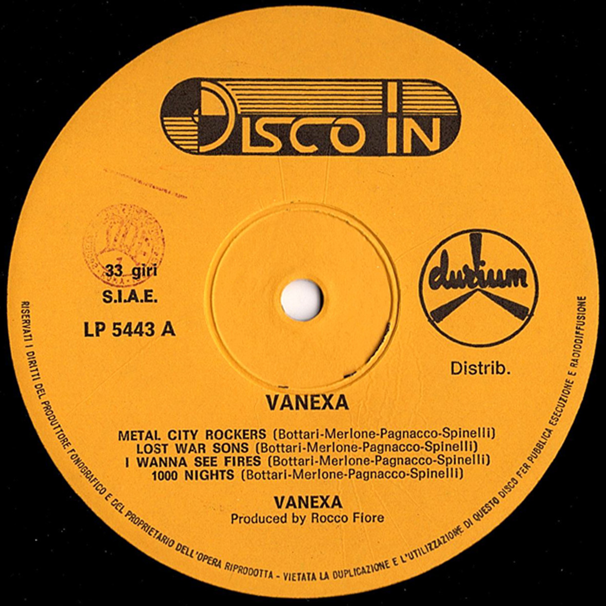 ◆ヘビメタ/ワンオーナー美品/LP◆Vanexa「Vanexa」Disco In LP 5443、イタリア盤、Heavy Metal, Speed Metal_画像3