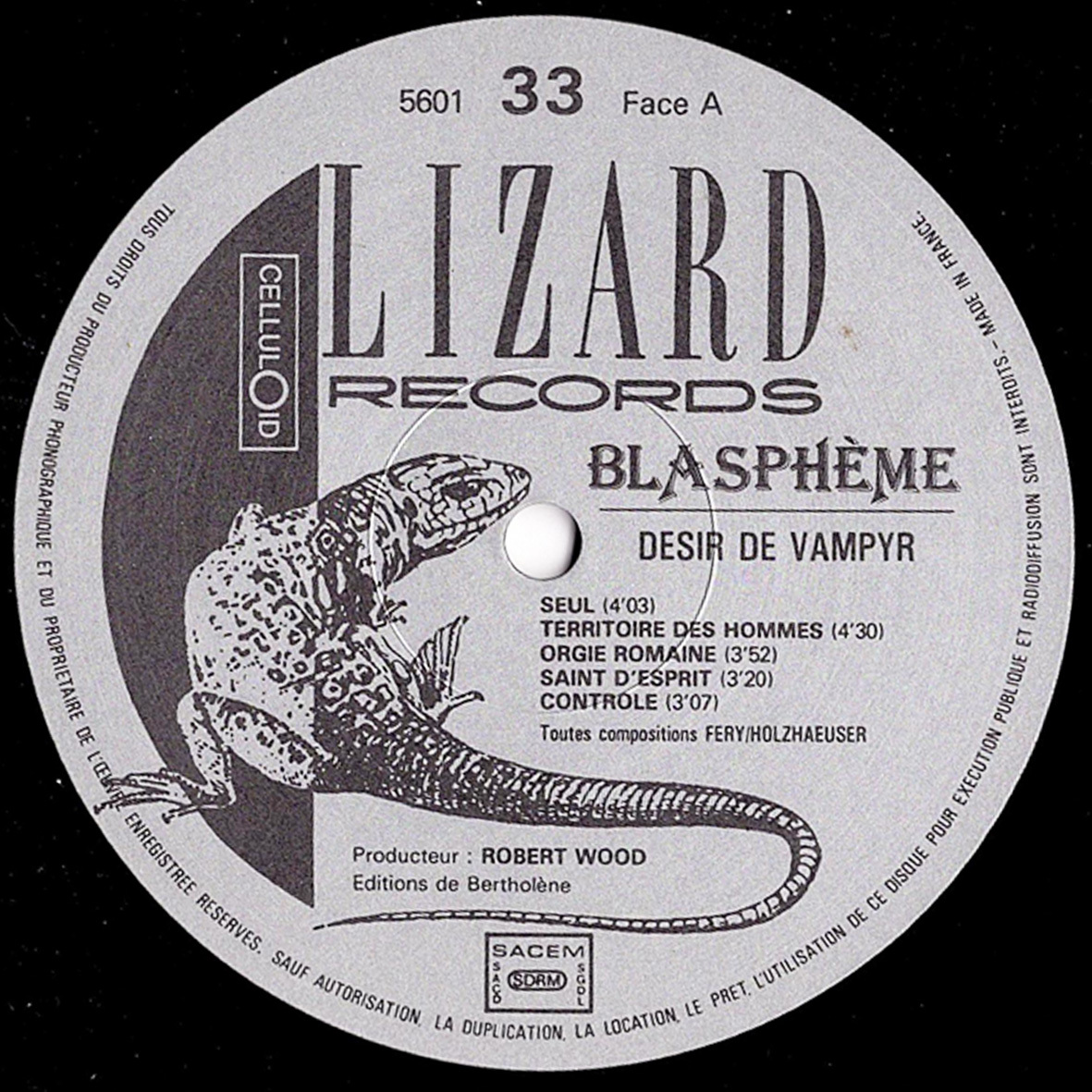 ◆ヘビメタ/ワンオーナー美品/LP◆Blaspheme「Dsir De Vampyr」Lizard 5601、フランス盤、歌詞掲載インナースリーブ、Heavy Metal_画像3