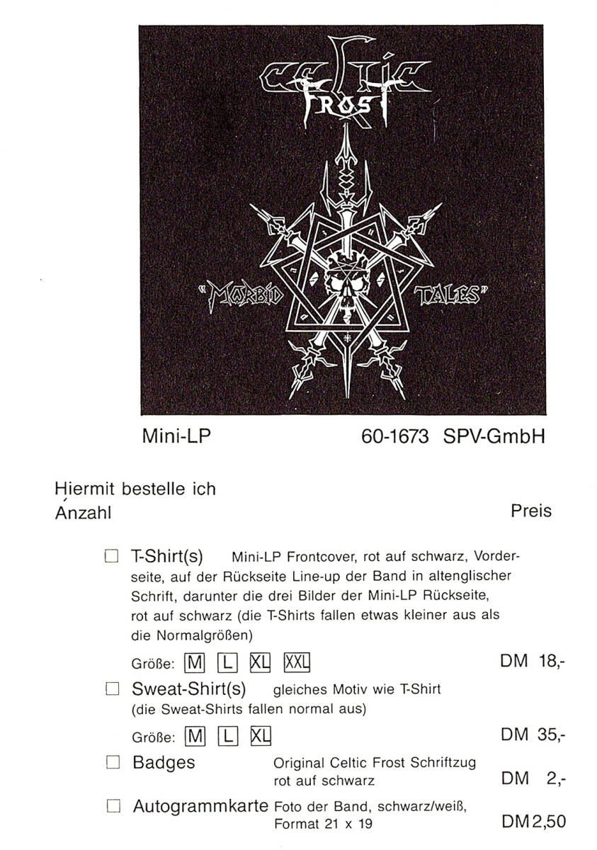 ◆ヘビメタ/ワンオーナー美品/12''◆Celtic Frost「Emperor's Return」Noise N 0024、ドイツ盤、はがき付、Silver Labels、Black Metal_画像4