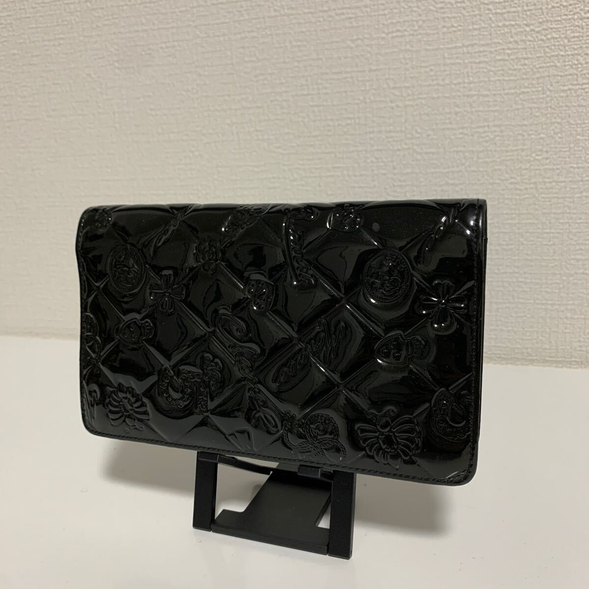 美品　CHANEL シャネル アイコン　エナメル　折り財布　長財布　ブラック　レザー　13番台_画像1