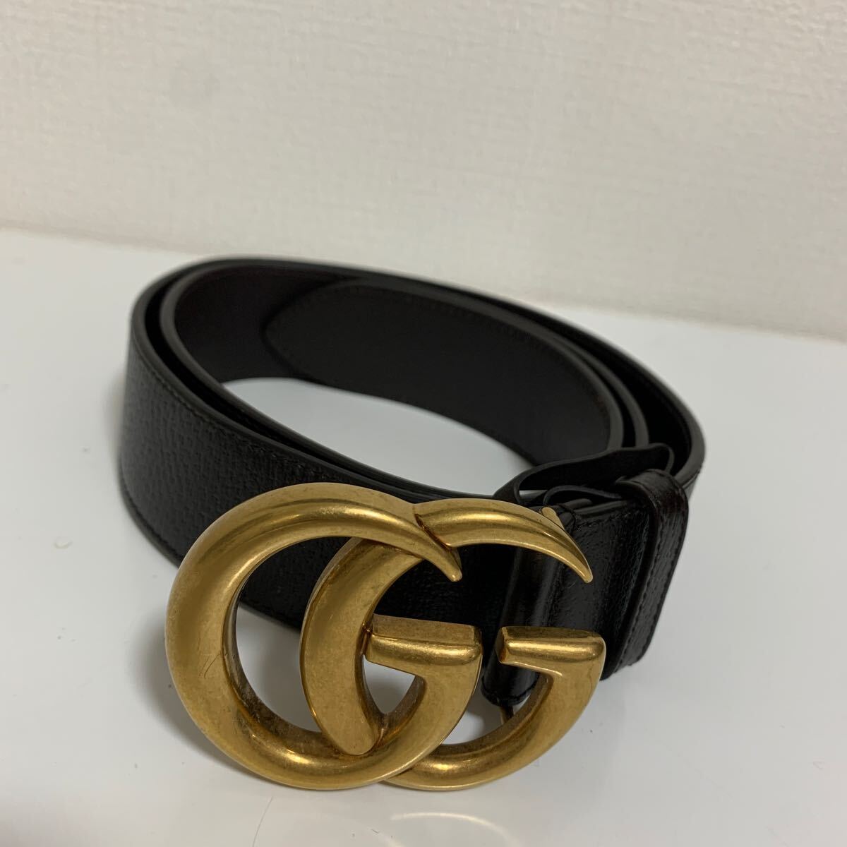  usage little beautiful goods GUCCI Gucci GGma-monto leather belt double G buckle Gold Brown 