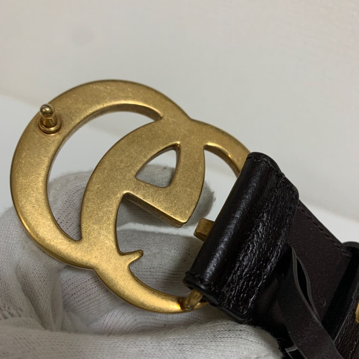  usage little beautiful goods GUCCI Gucci GGma-monto leather belt double G buckle Gold Brown 
