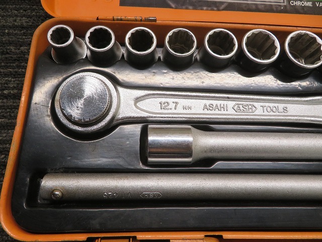 Z☆ASAHI A.S.H　13PCS　SOCKET WRENCH SET V-4100　ソケットレンチ ◎現状品_画像4