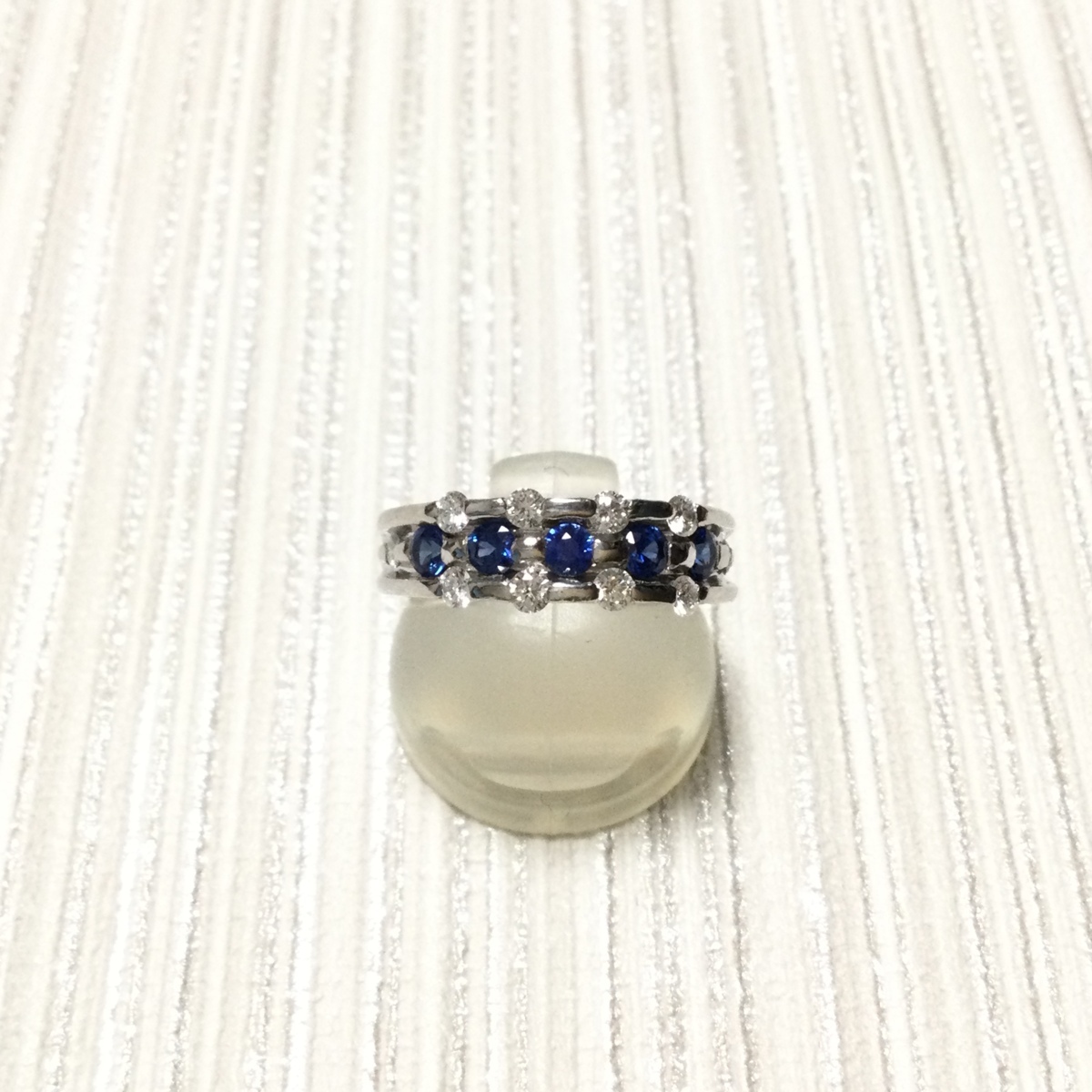 Pt900 サファイヤ0.52ct　ダイヤモンド0.39ct　リング　指輪　＃11　11号　サファイヤ5石　ダイヤモンド10石　ブルー_画像4