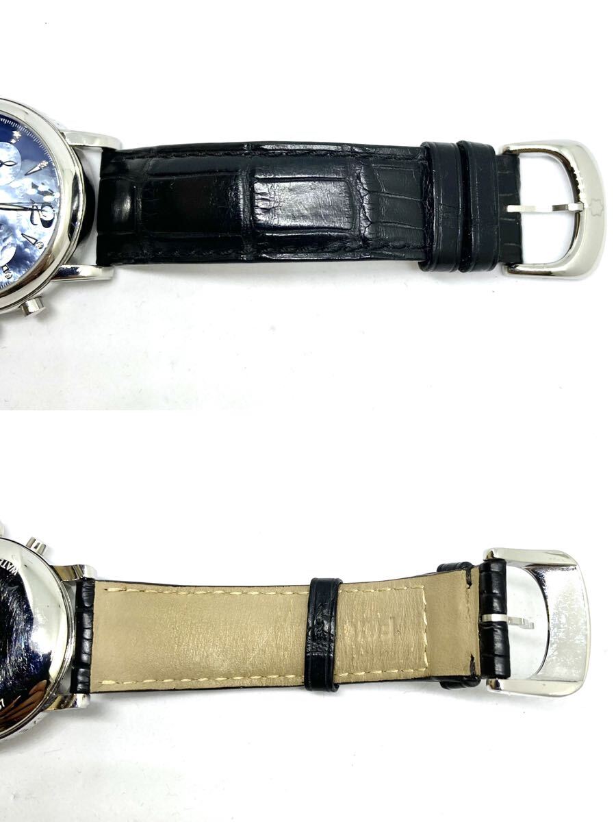 稼働品★電池交換済み MONTBLANC モンブラン スタークロノグラフ 105892 9Pダイヤモンド ブルーシェル文字盤 メンズ クオーツ 腕時計の画像8