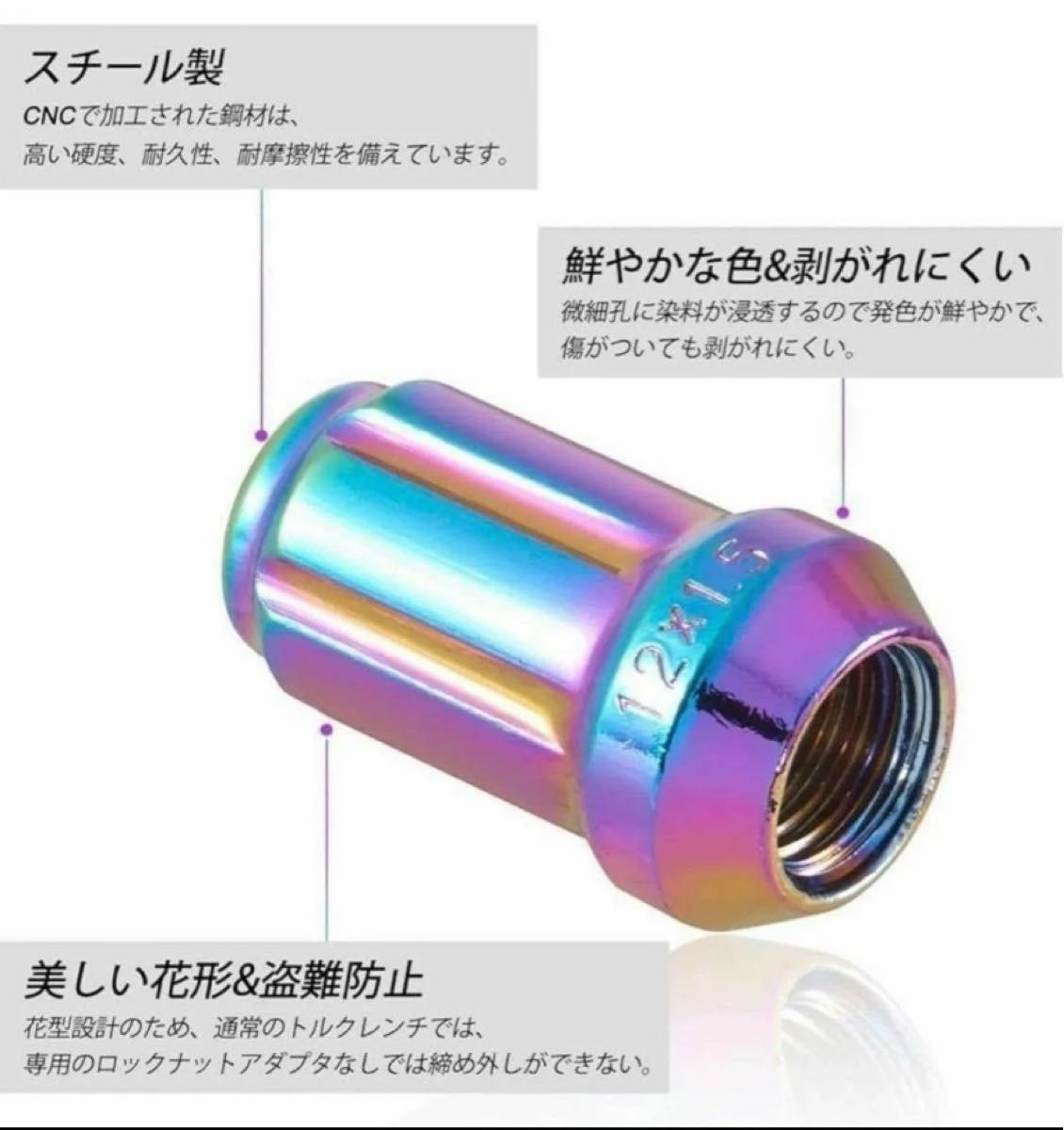 ロックナット 16個 M12/P1.5 専用取付工具付 レッド 赤