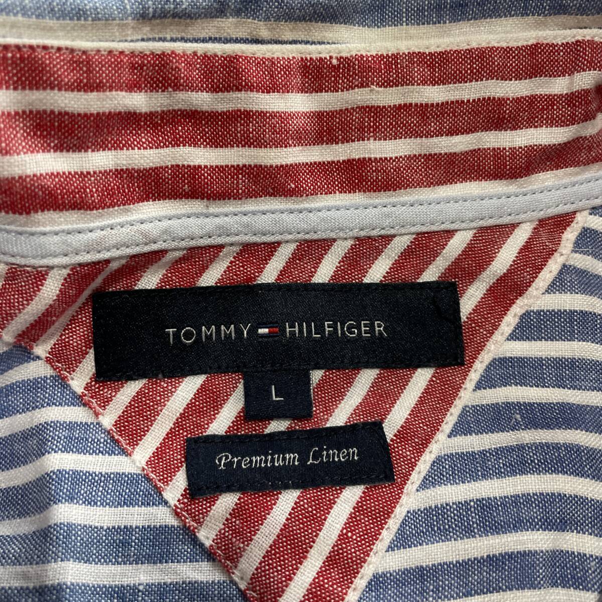 W-10 トミーヒルフィガー サイズ L！ Premium Linen（麻100%）ボタンダウンシャツの画像3