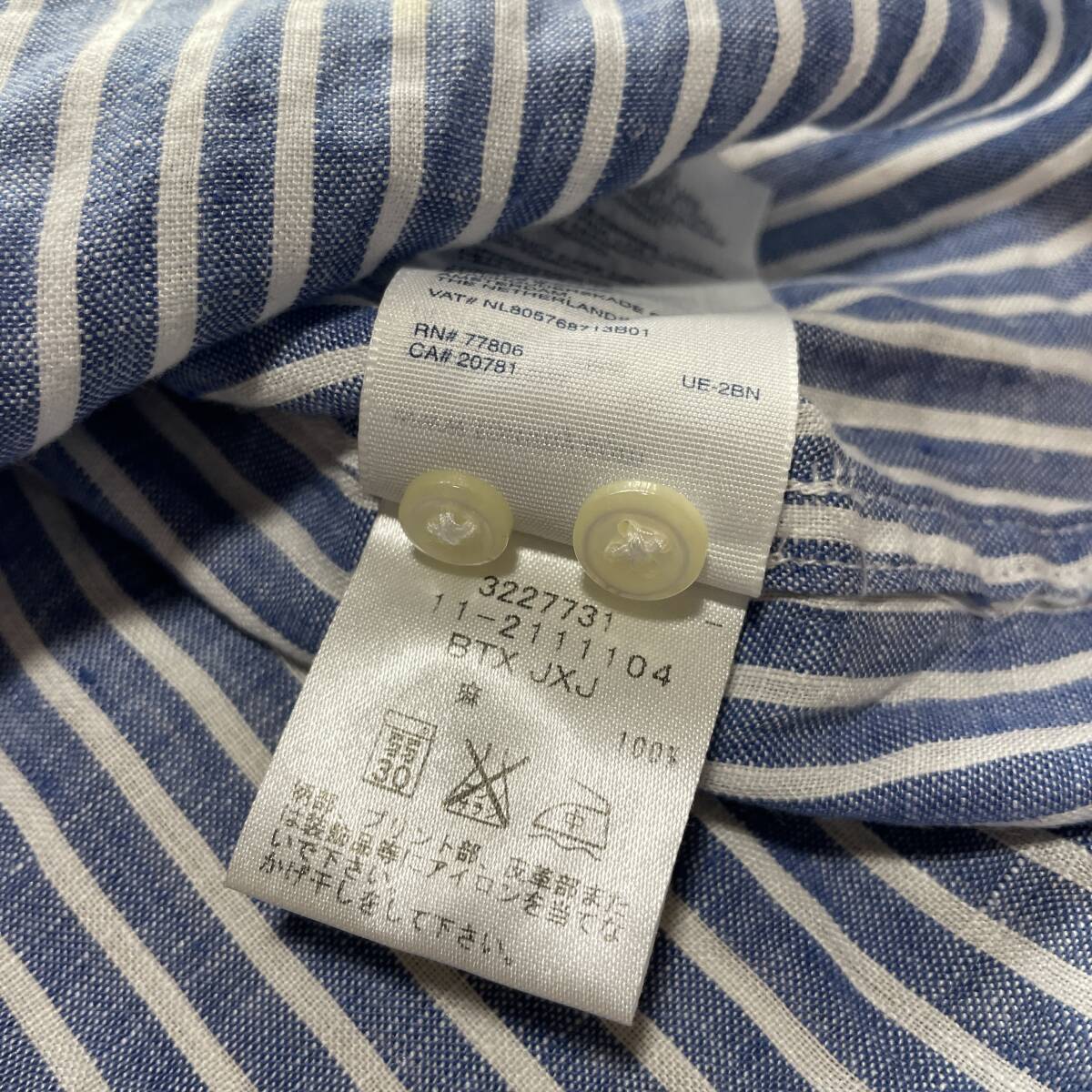 W-10 トミーヒルフィガー サイズ L！ Premium Linen（麻100%）ボタンダウンシャツの画像4