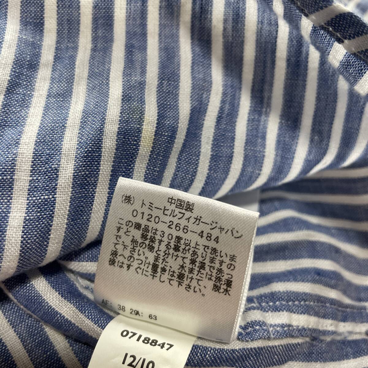W-10 トミーヒルフィガー サイズ L！ Premium Linen（麻100%）ボタンダウンシャツの画像5
