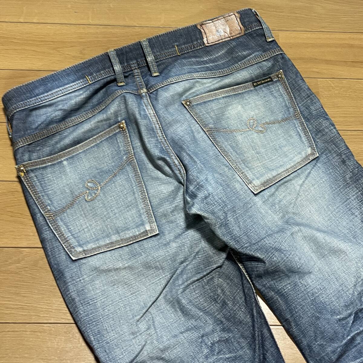 I-4 B.W.Jeans（ブルーウェイ・日本製） サイズLL！USED加工 Gパンの画像7