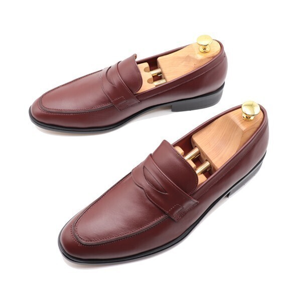 23.5cm men's hand made original leather Loafer slip-on shoes casual business shoes ma Kei made law gentleman shoes Brown 3006