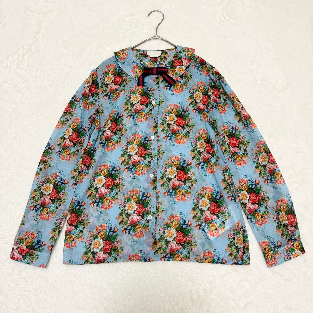 極美品【GUCCI】 グッチ フローラ柄 フラワー シアーシャツ 極美品【GUCCI】 グッチ フローラ柄 フラワー シアーシャツ
