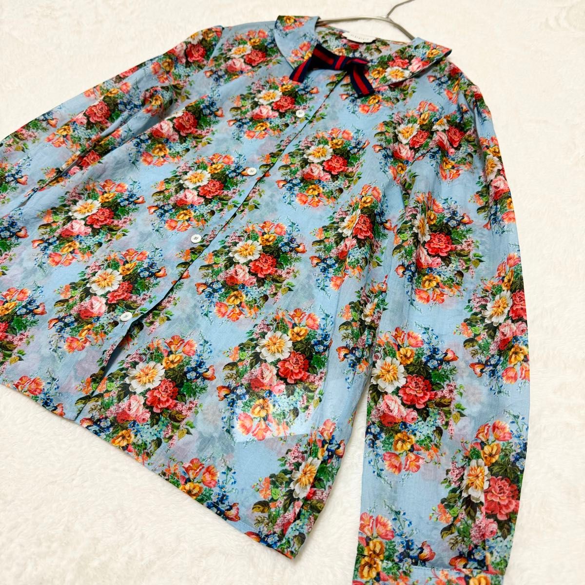 極美品【GUCCI】 グッチ フローラ柄 フラワー シアーシャツ 極美品【GUCCI】 グッチ フローラ柄 フラワー シアーシャツ