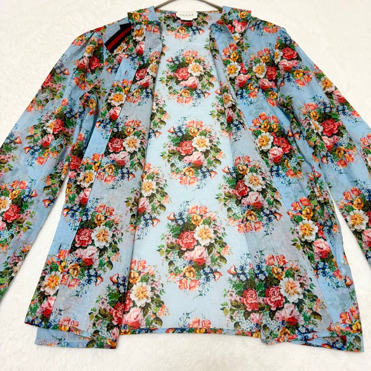 極美品【GUCCI】 グッチ フローラ柄 フラワー シアーシャツ 極美品【GUCCI】 グッチ フローラ柄 フラワー シアーシャツ
