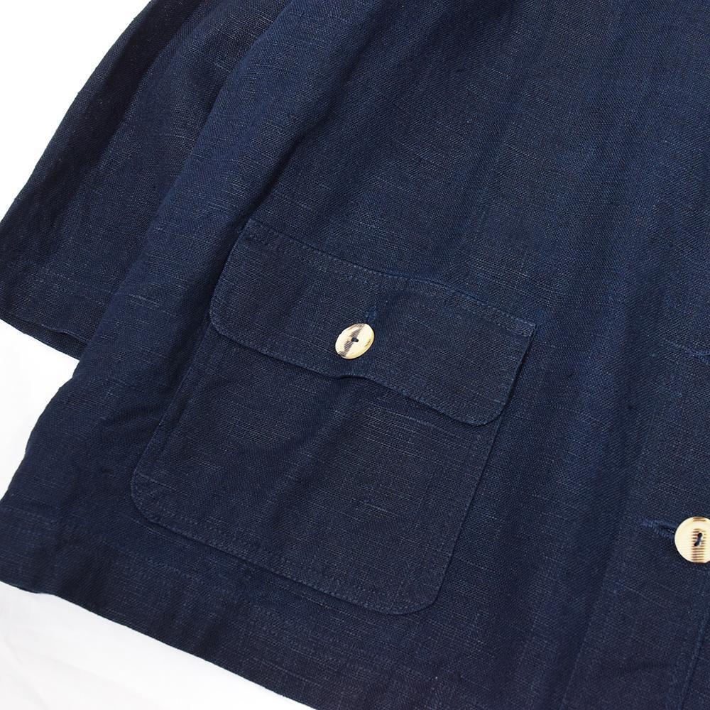 1990s AVENUE MADE IN UKRAINE linen hemp vintage safari jacket NAVY 90年代 リネン ヘンプ ビンテージ サファリジャケット 実寸L～XLの画像8