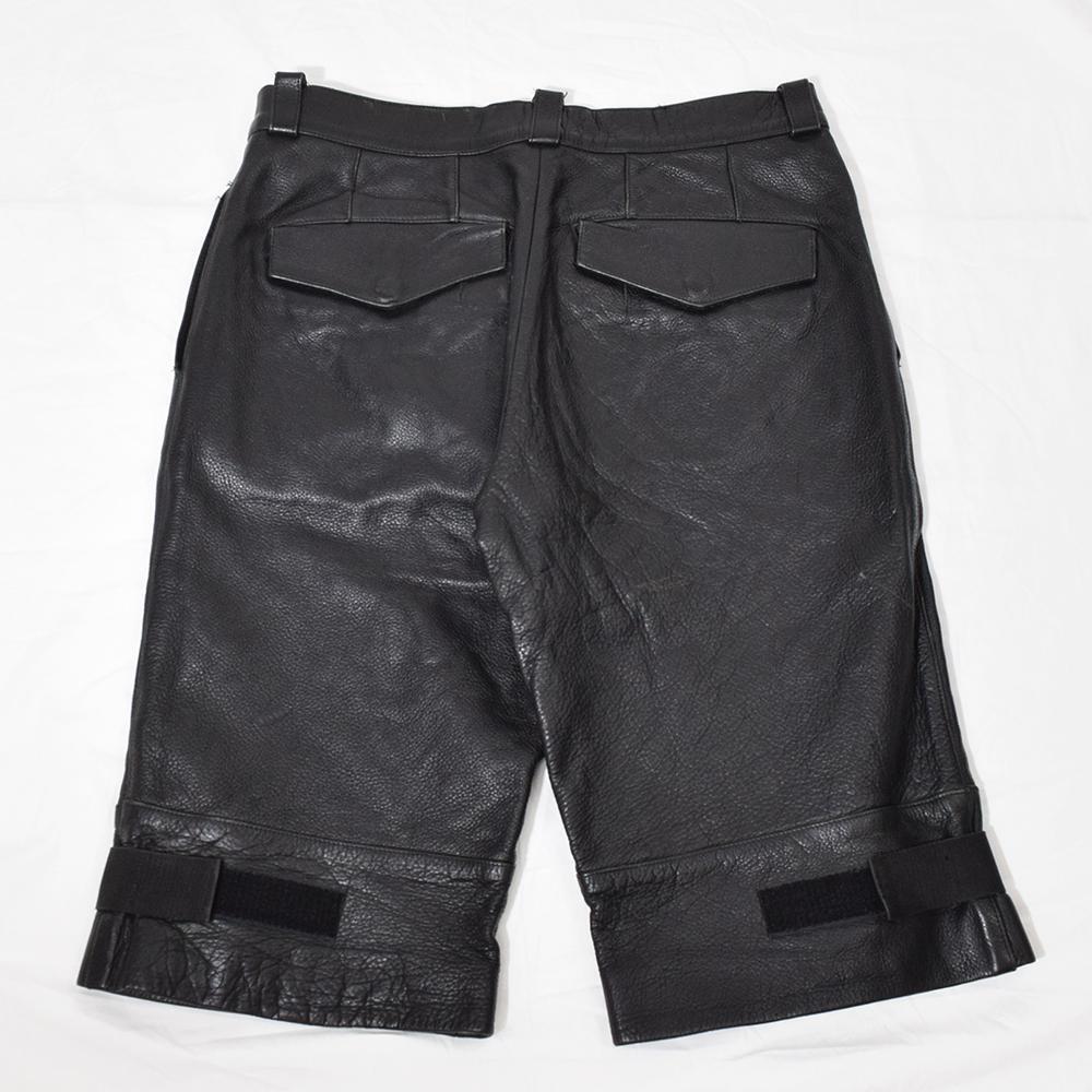 Y2K 90s archive SCHEME WARRIORS leather shorts 希少 アーカイブ スキームウォリアーズ 牛革 ベルクロ レザーハーフパンツ ショーツ L 黒_画像2