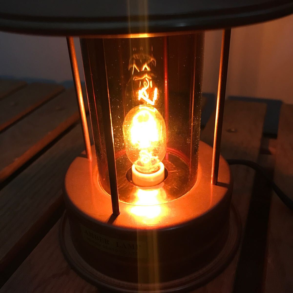 美品 日本船燈 ニッセン 銅製コッパー アンバーランプ！_画像2
