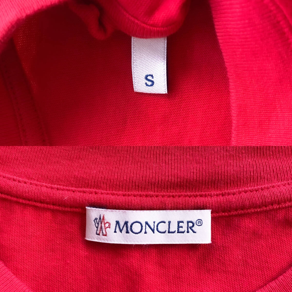 未使用級コラボMONCLER×FRAGMENT HIROSHI FUJIWARA半袖Tシャツ認証済み確実正規品バッグプリントロゴ赤レッドM~Sフラグメントモンクレール_画像9