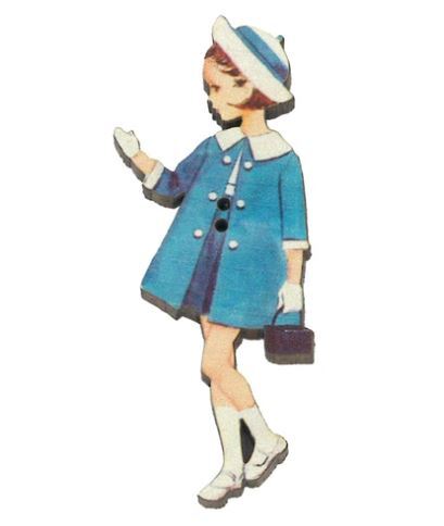 青いコートの女の子 フランス 製 木製ボタン アトリエ ボヌール ドゥ ジュール 手芸 ネコ 猫 ボタン 雑貨_画像3