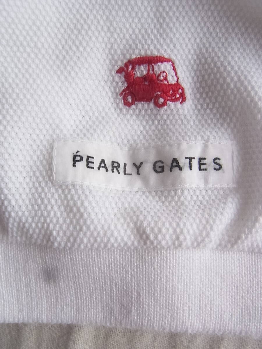 P'EARLY GATES  パーリー ゲイツ ゴルフカート総柄刺 ゴルフシャツ サイズ 5  日本製 ホワイトの画像7